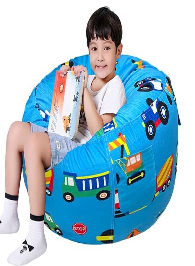 Lukeight Construction Stuffed Animals Storage Bean Bag Chair Cover - Premium Velvet Organizer with YKK Zipper Holds 80+ Plush Toys, Washable Kids Room Decor (No Filling, X-Large) - Image 1